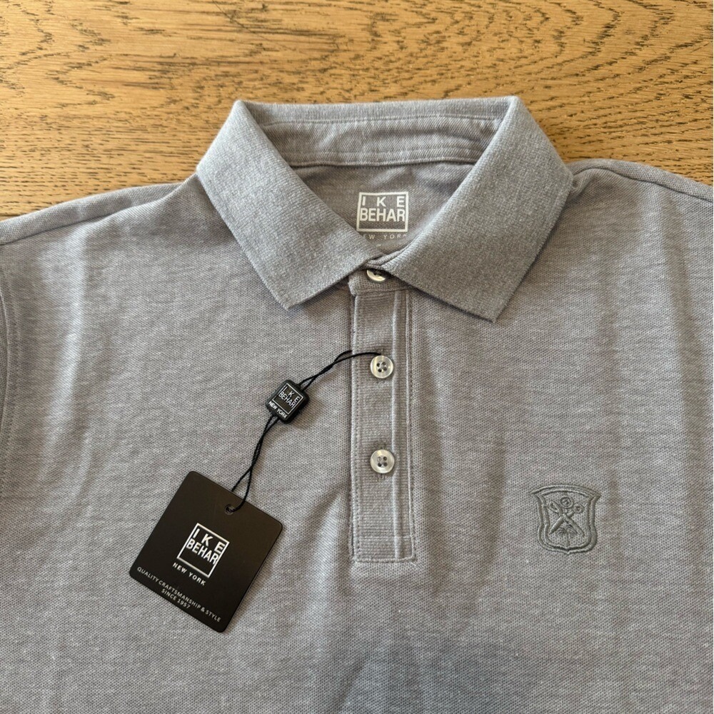 Ike Behar New York Heather‎ Gray Pique Polo Shirt Small NWT Logo Crest (1080)